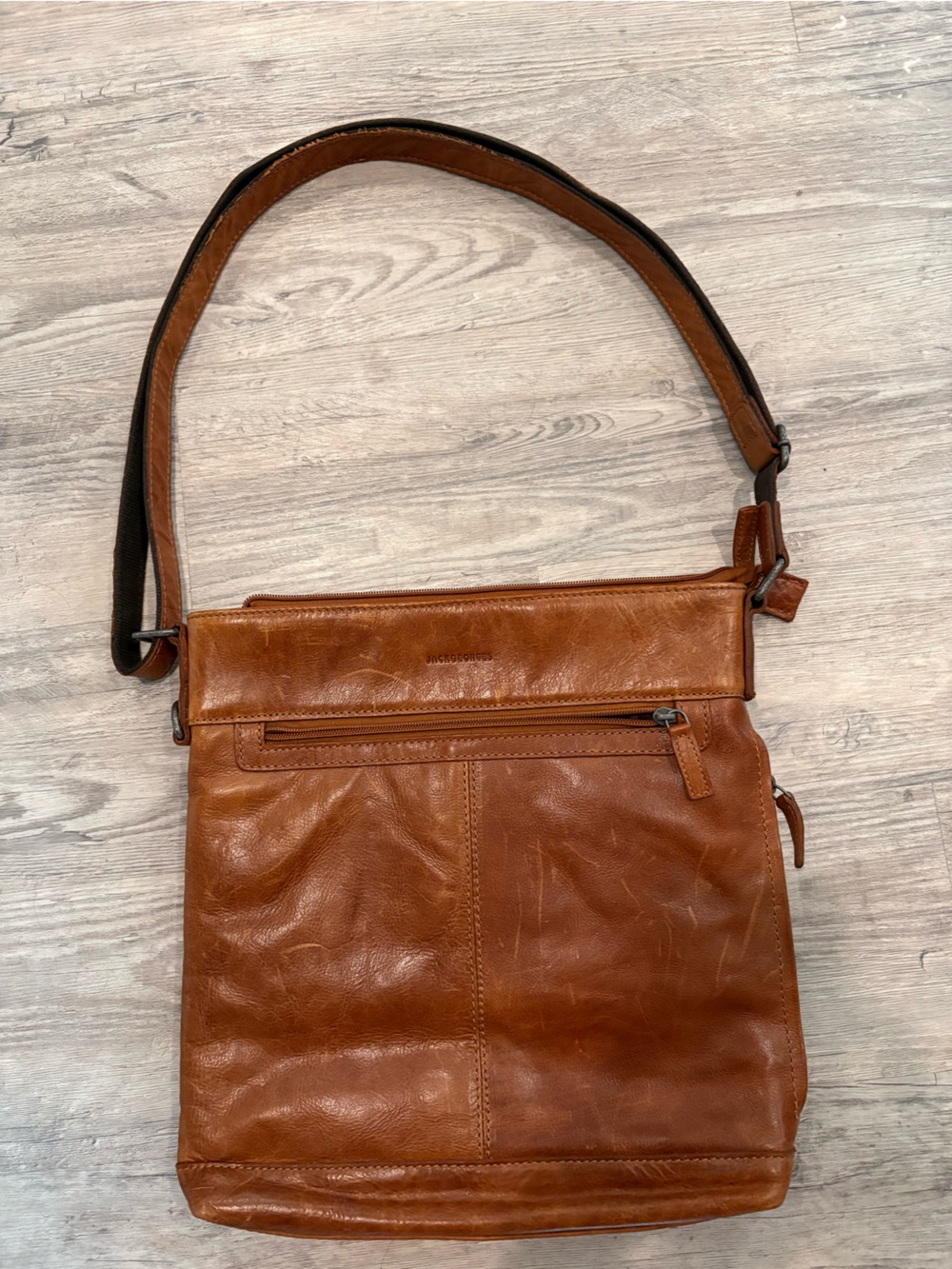 Jack Georges Leather Crossbody Messenger Bag with Adjustable Strap
